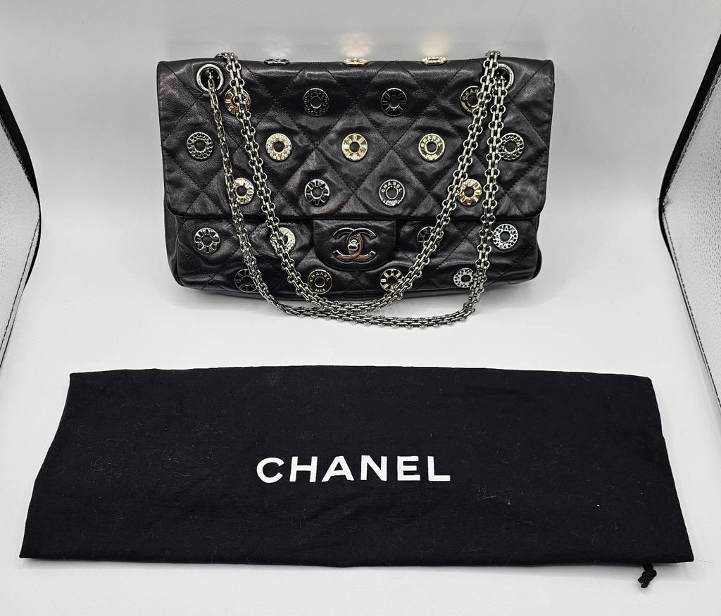 Chanel Star Attitude Flap Bag Grommet Embellished Quilted Leather Large