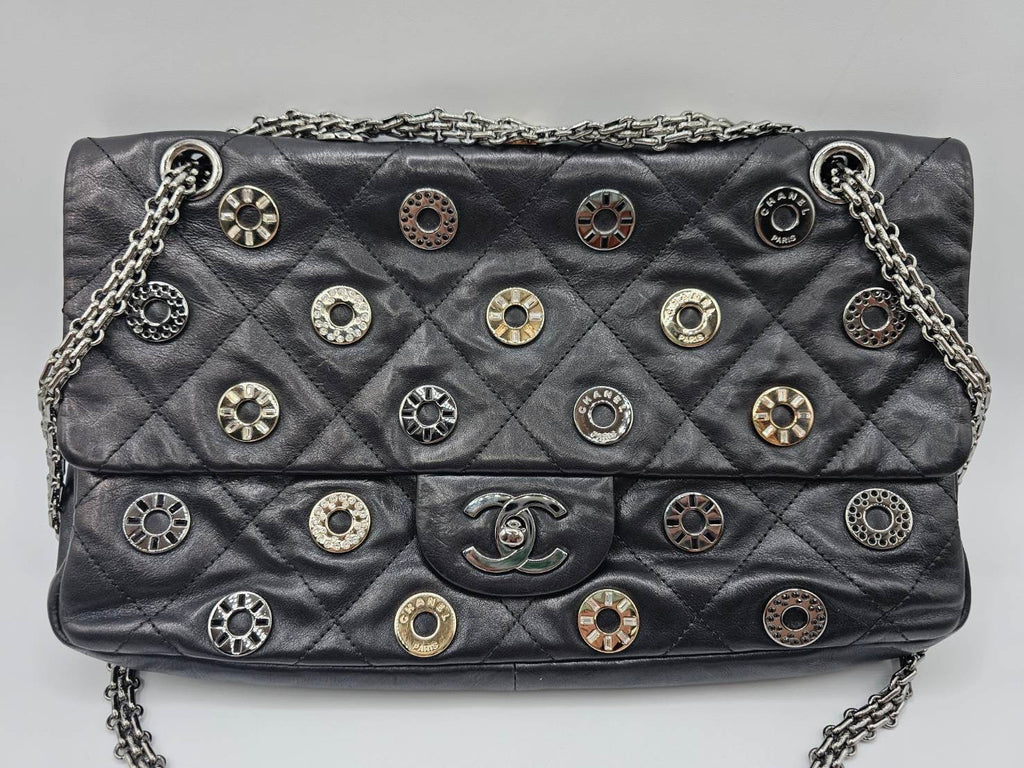 Chanel Star Attitude Flap Bag Grommet Embellished Quilted Leather Large