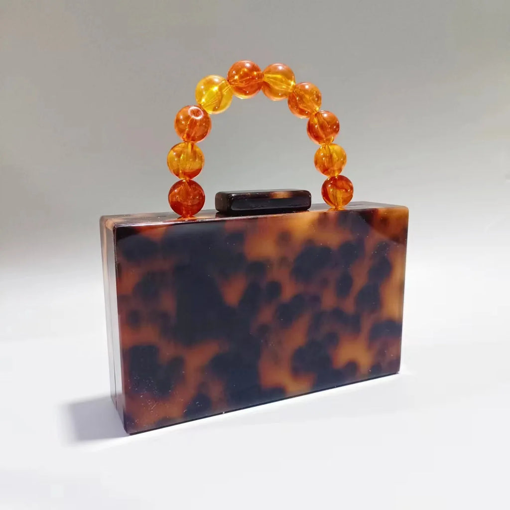 Beading Pearl Acrylic Stone Clutch