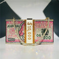 $100 Dollars Rhinestone Crystal Money Bag