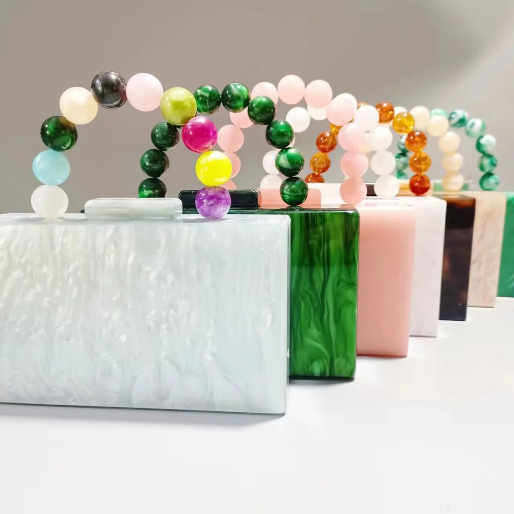 Beading Pearl Acrylic Stone Clutch