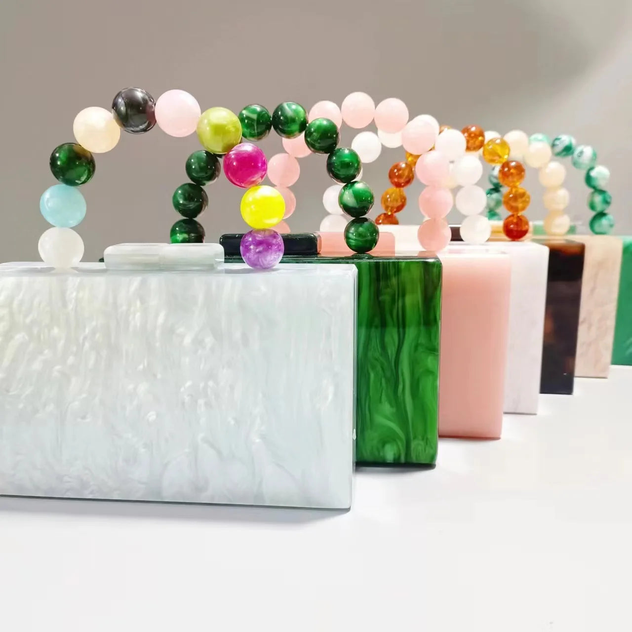 Beading Pearl Acrylic Stone Clutch