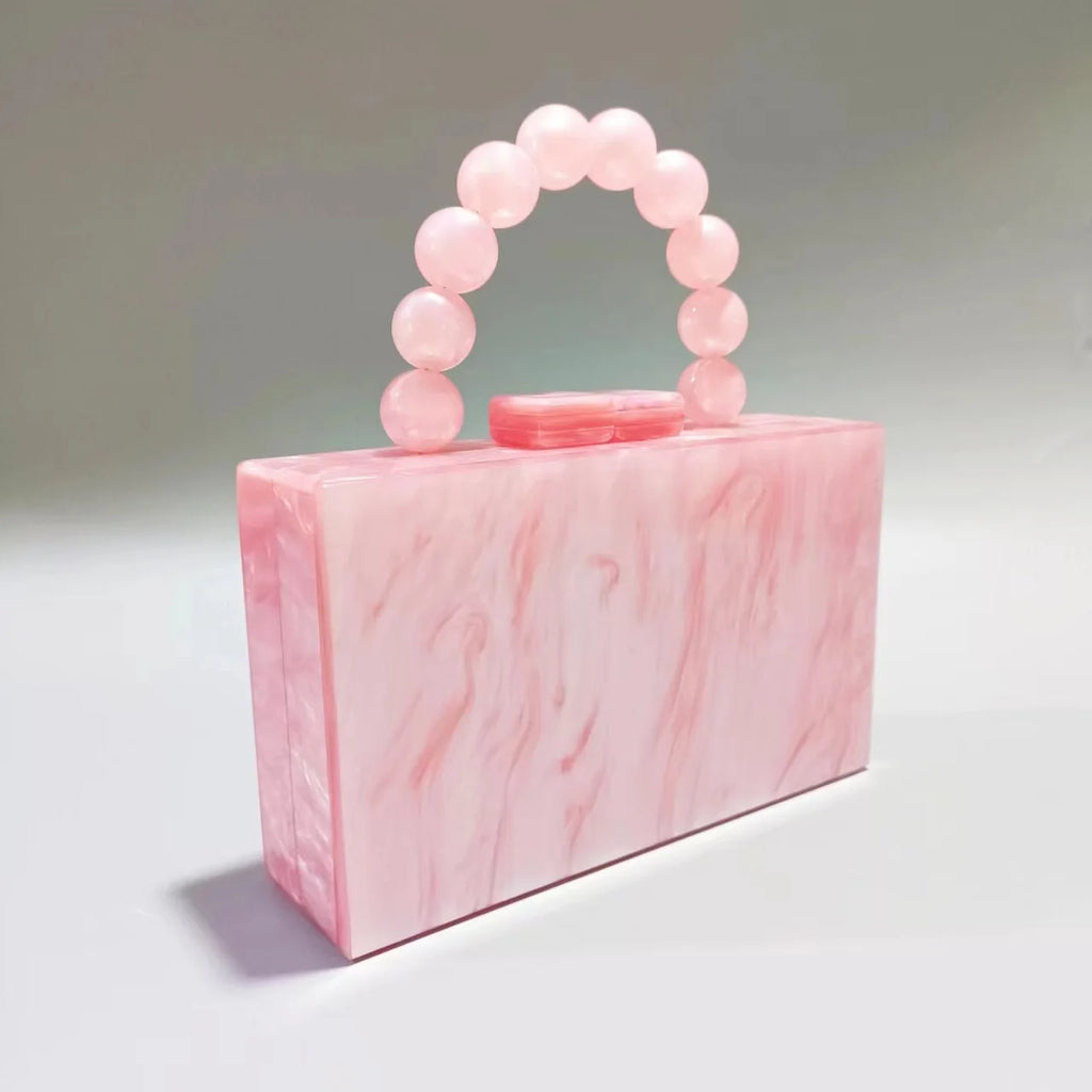 Beading Pearl Acrylic Stone Clutch