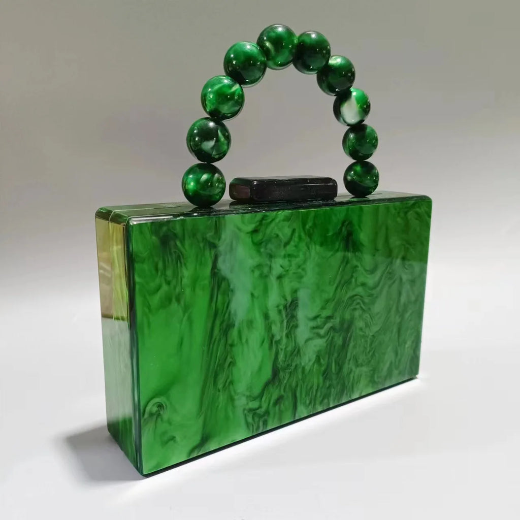 Beading Pearl Acrylic Stone Clutch