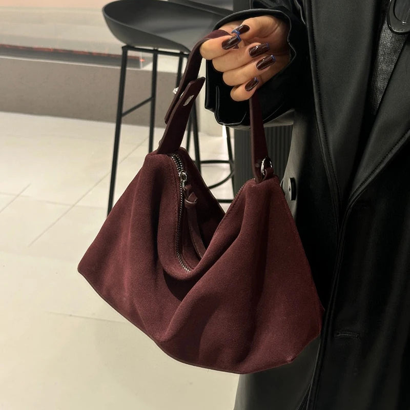 Frosted Cow Leather Shoulder Bag