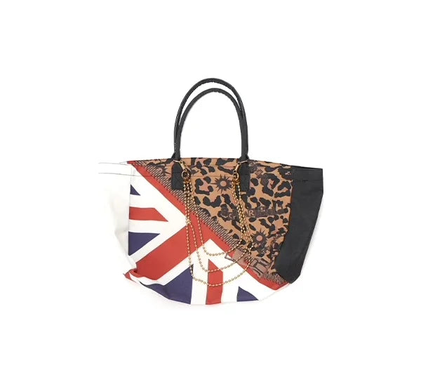 Leopard Print Union Jack Chain Tote Bag