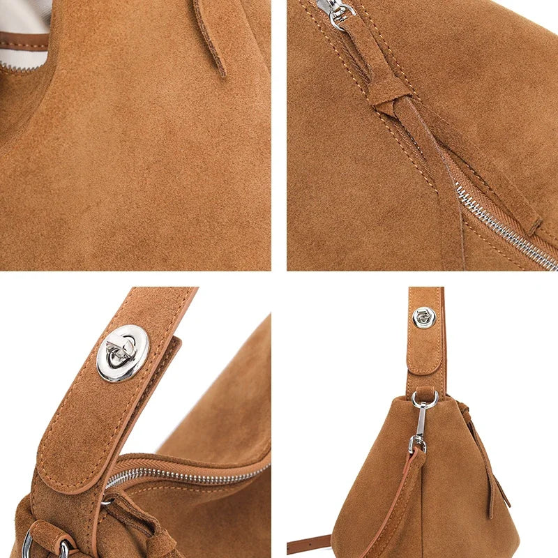 Frosted Cow Leather Shoulder Bag
