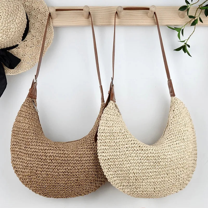 Riviera Woven Crescent Bag