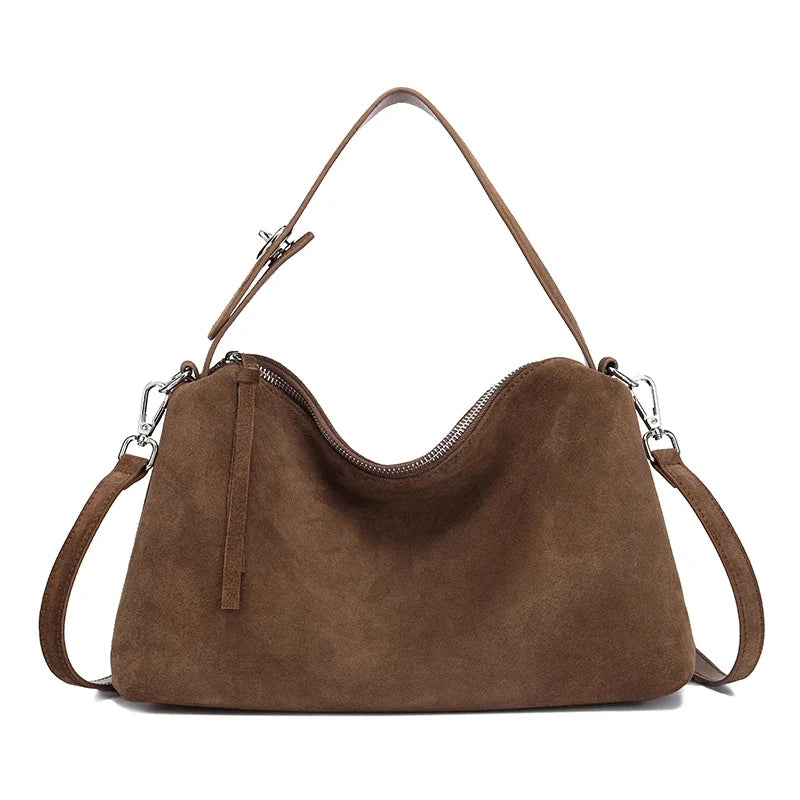 Frosted Cow Leather Shoulder Bag