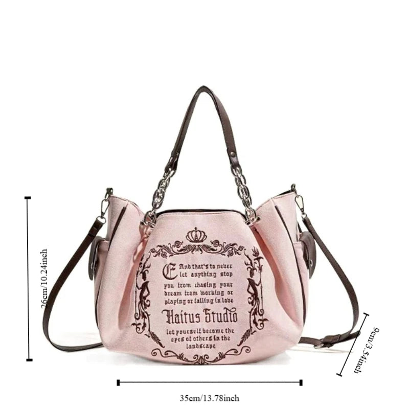 Canvas Slouchy Tote with Chain Straps