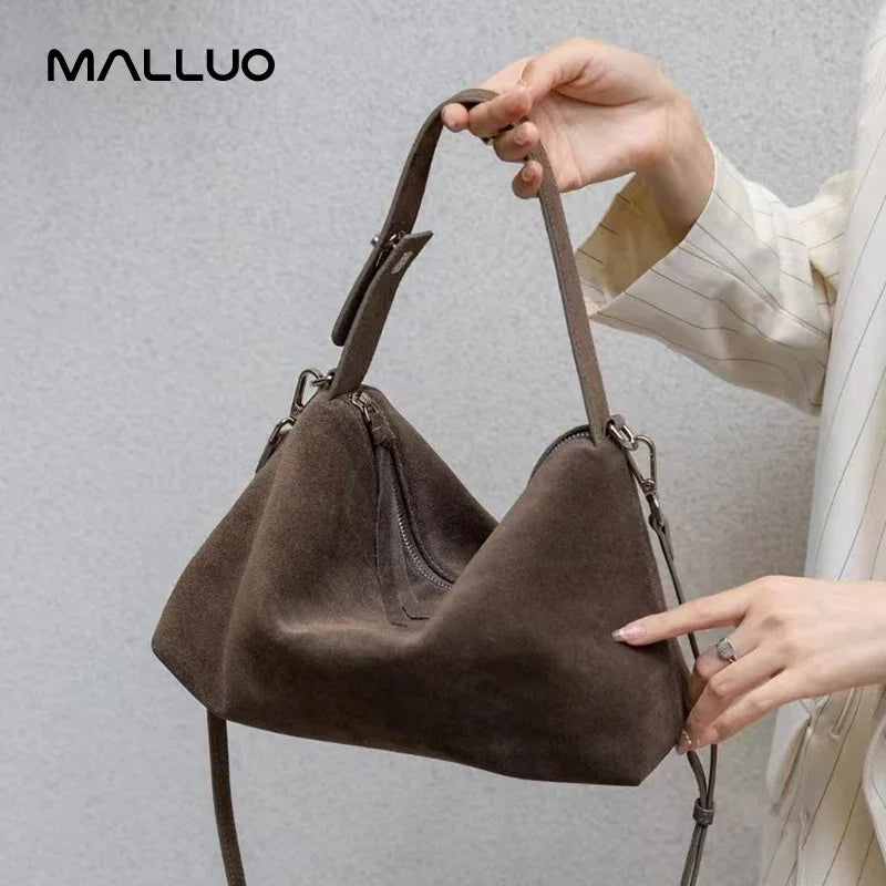 Frosted Cow Leather Shoulder Bag