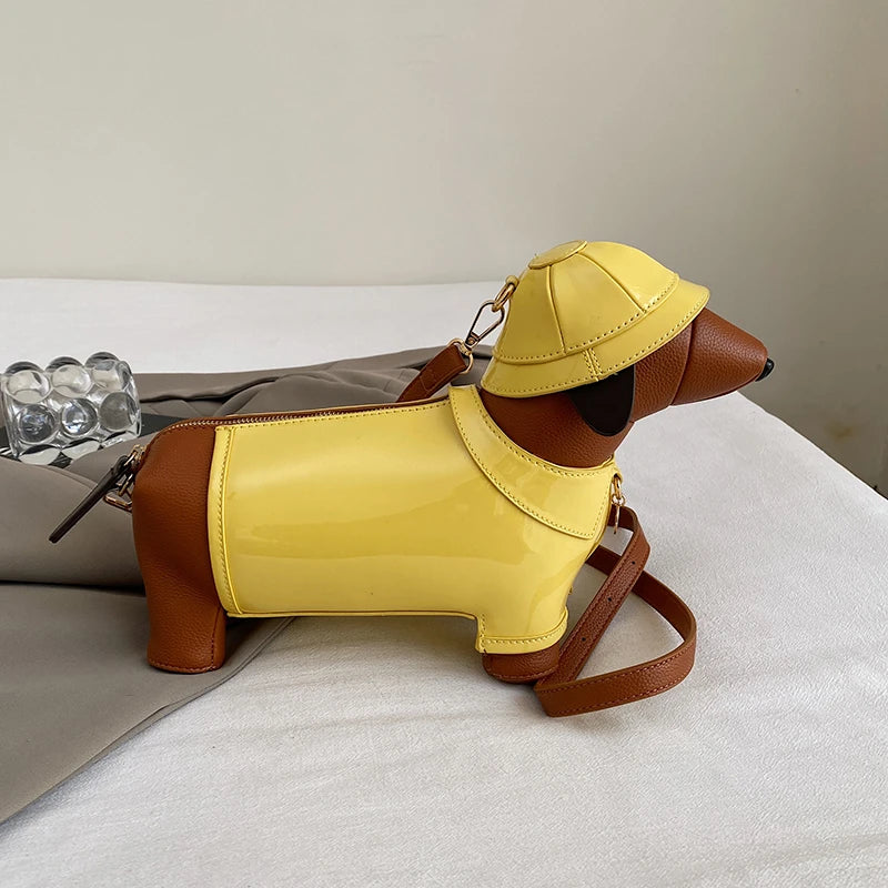 Dog in Coat & Hat PU Shoulder Bag