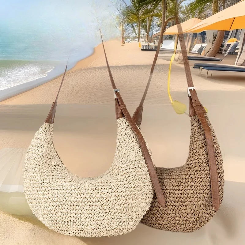 Riviera Woven Crescent Bag
