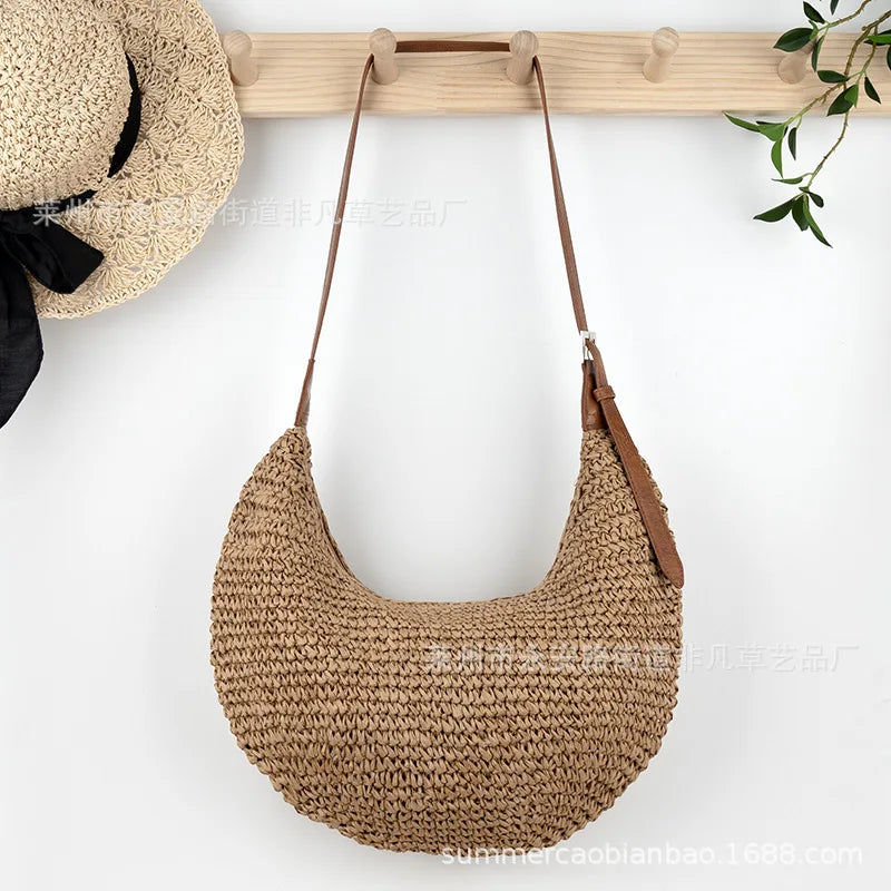 Riviera Woven Crescent Bag