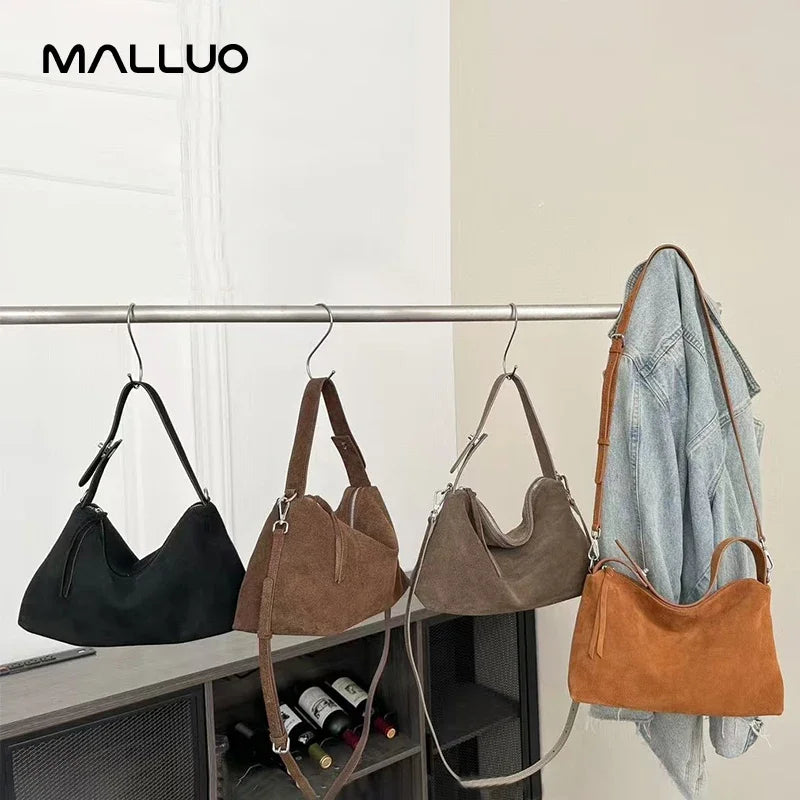 Frosted Cow Leather Shoulder Bag