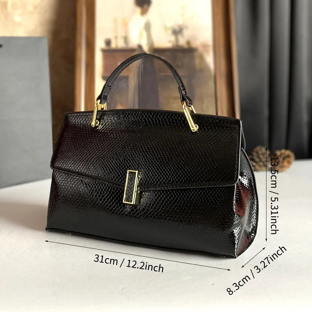 Embossed Faux Leather Satchel