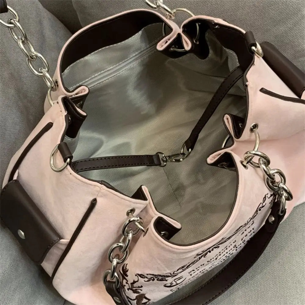 Canvas Slouchy Tote with Chain Straps
