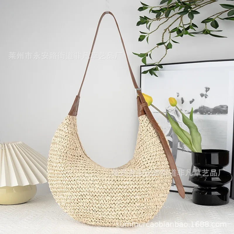 Riviera Woven Crescent Bag