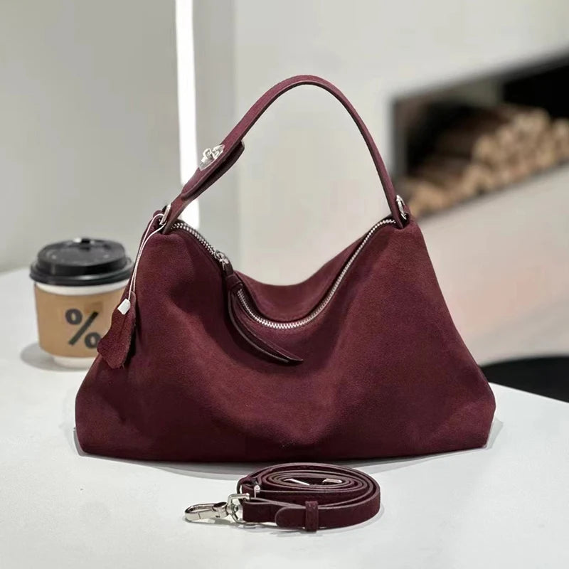 Frosted Cow Leather Shoulder Bag