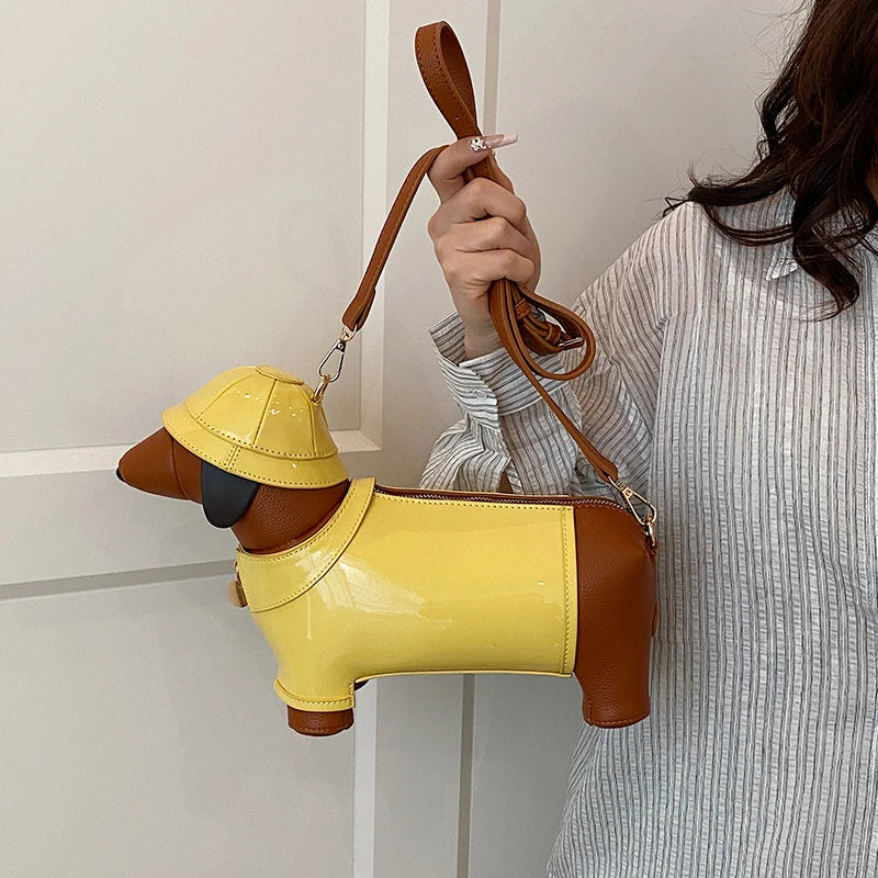 Dog in Coat & Hat PU Shoulder Bag