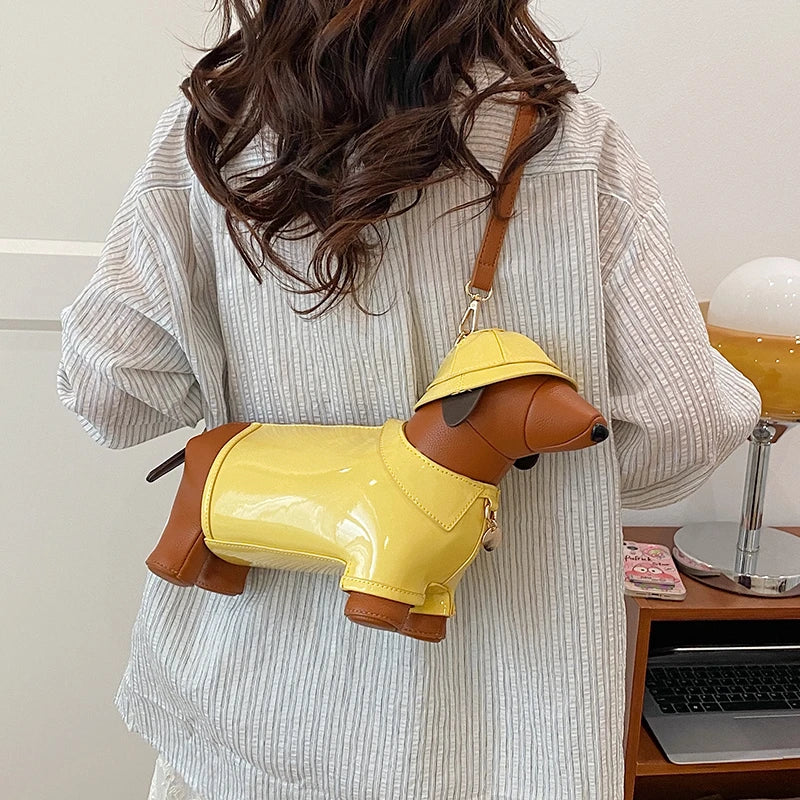 Dog in Coat & Hat PU Shoulder Bag