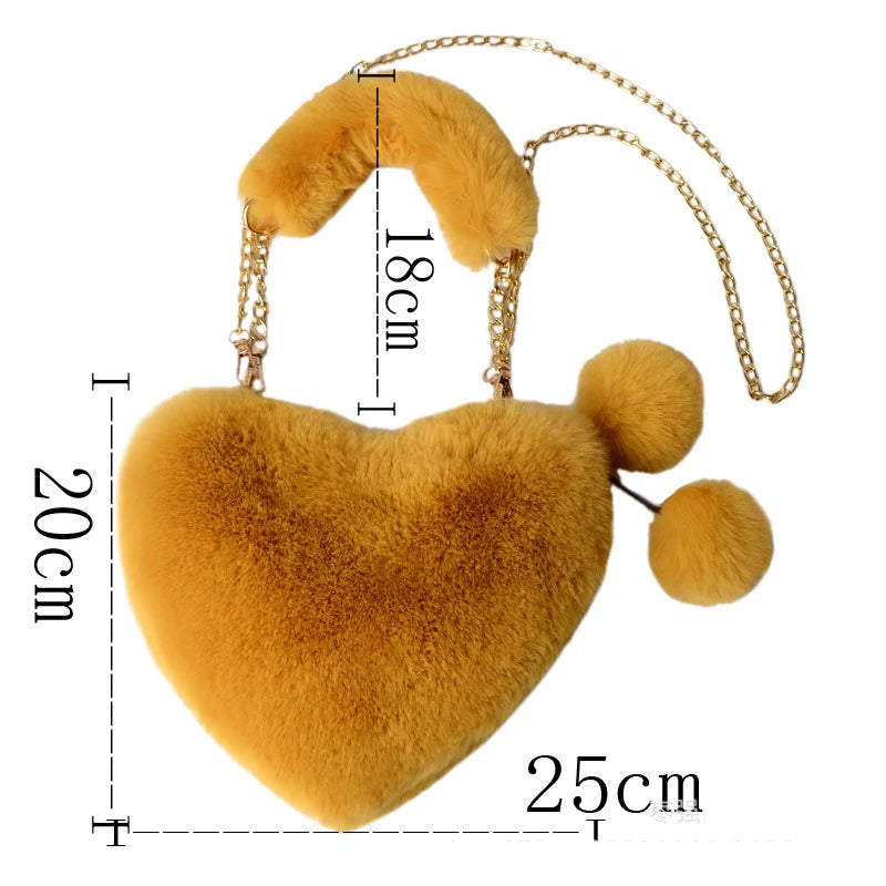 Faux Fur Heart Handbag