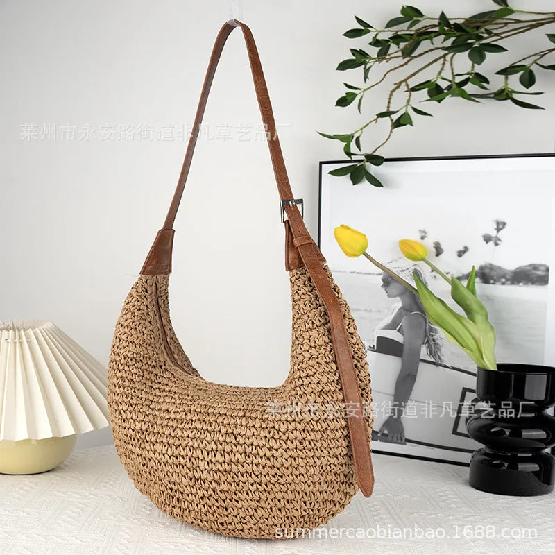 Riviera Woven Crescent Bag