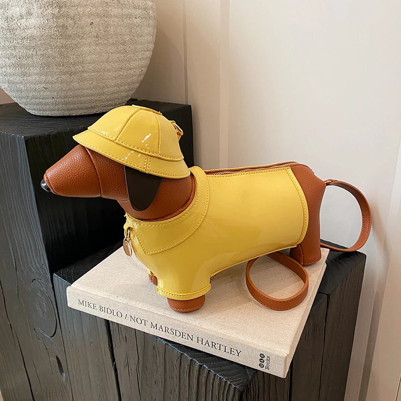 Dog in Coat & Hat PU Shoulder Bag