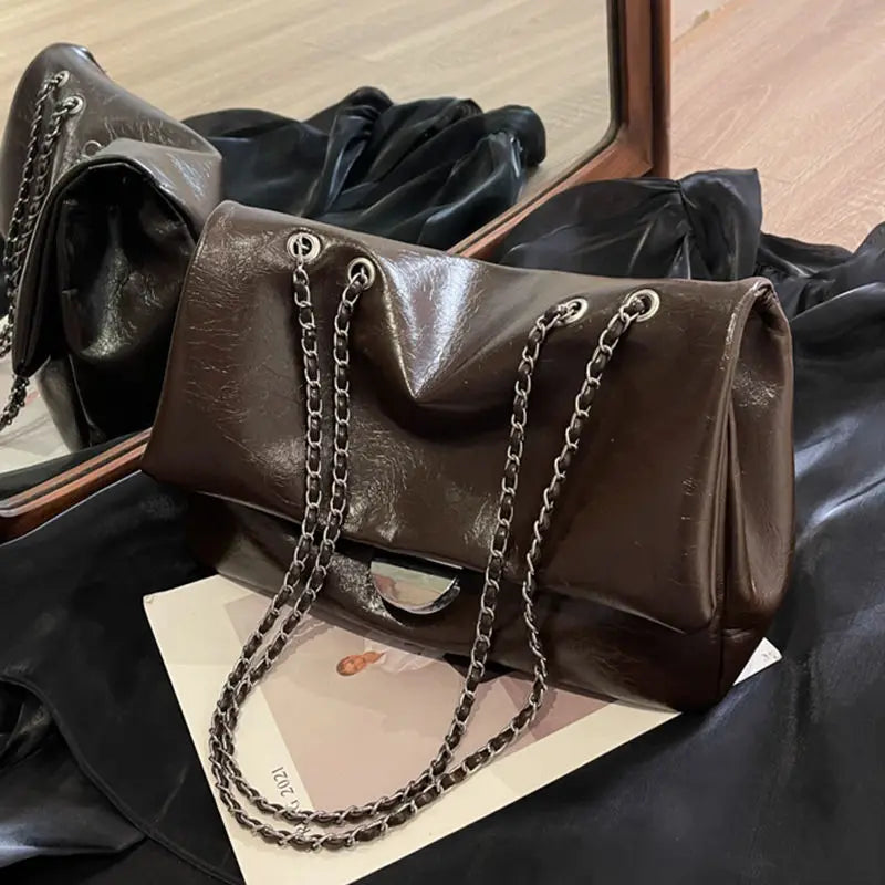 Silver Buckle Tote Bag