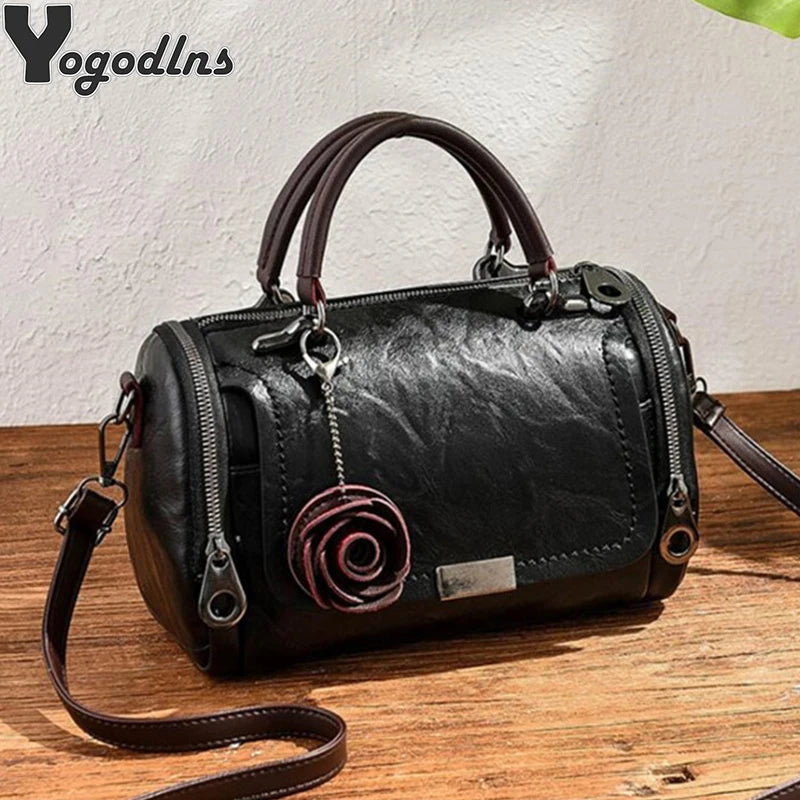 Rose Charm Boston Handbag