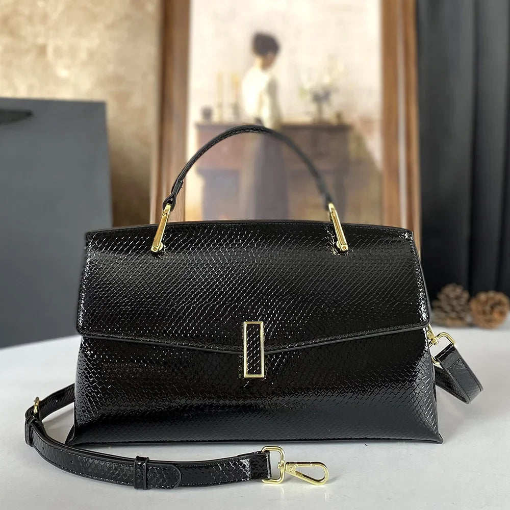 Embossed Faux Leather Satchel