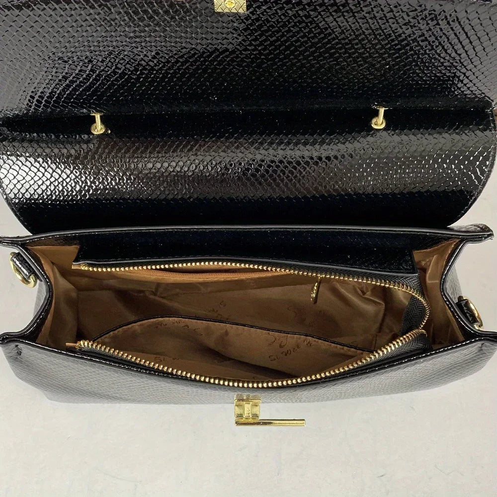 Embossed Faux Leather Satchel