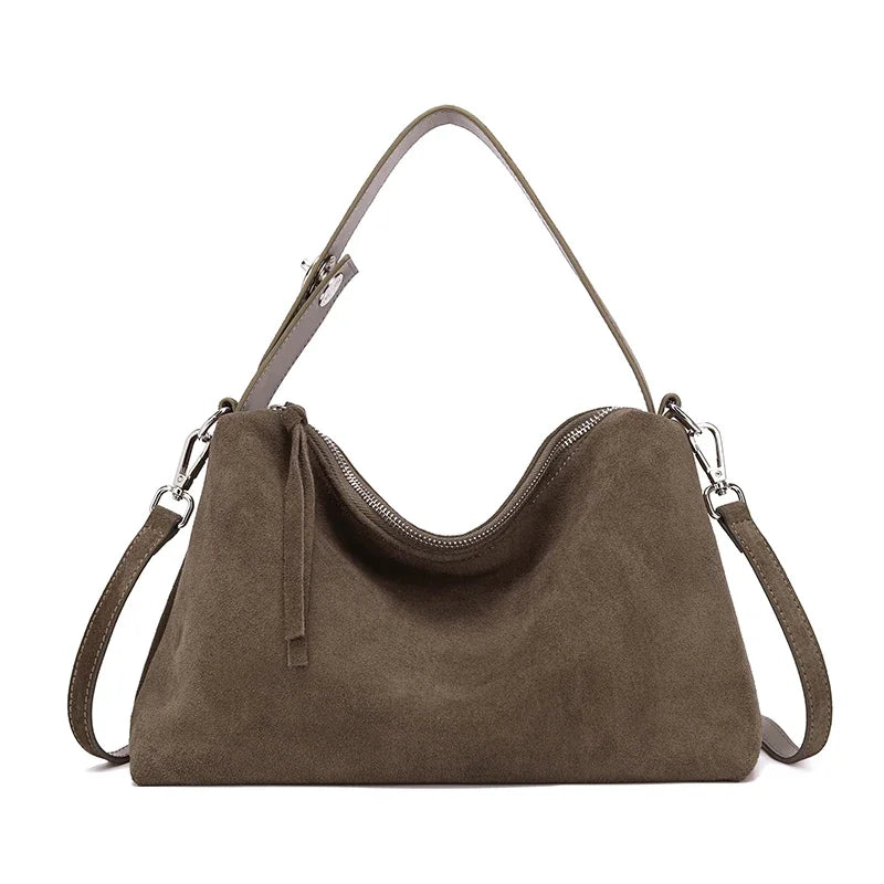 Frosted Cow Leather Shoulder Bag