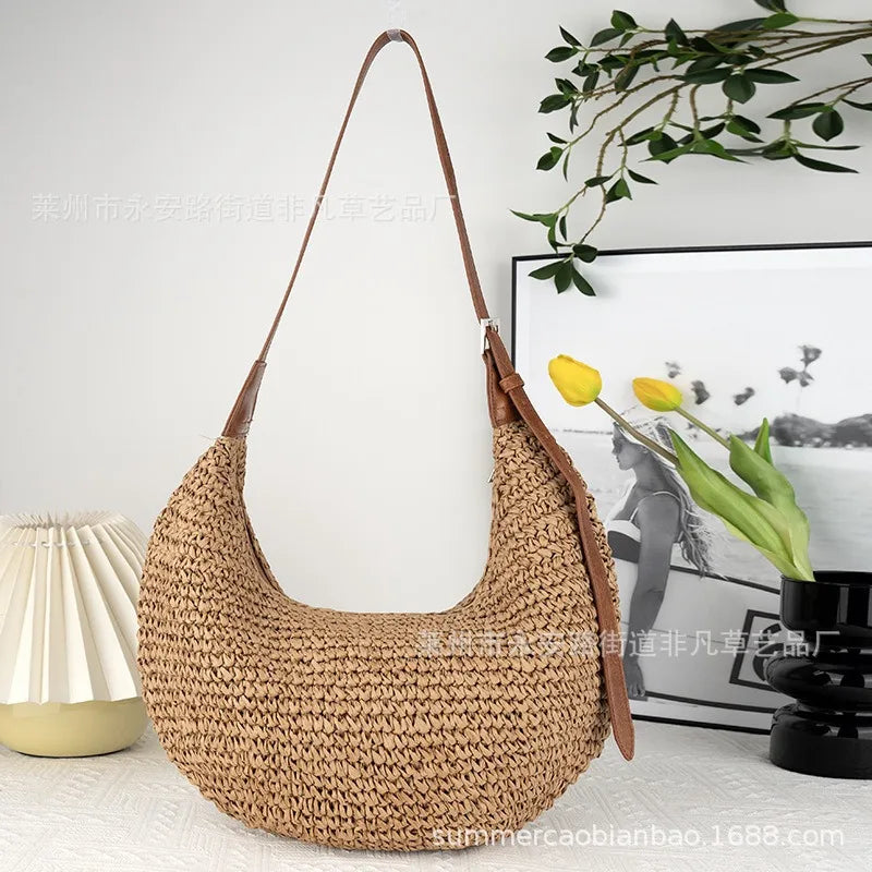 Riviera Woven Crescent Bag