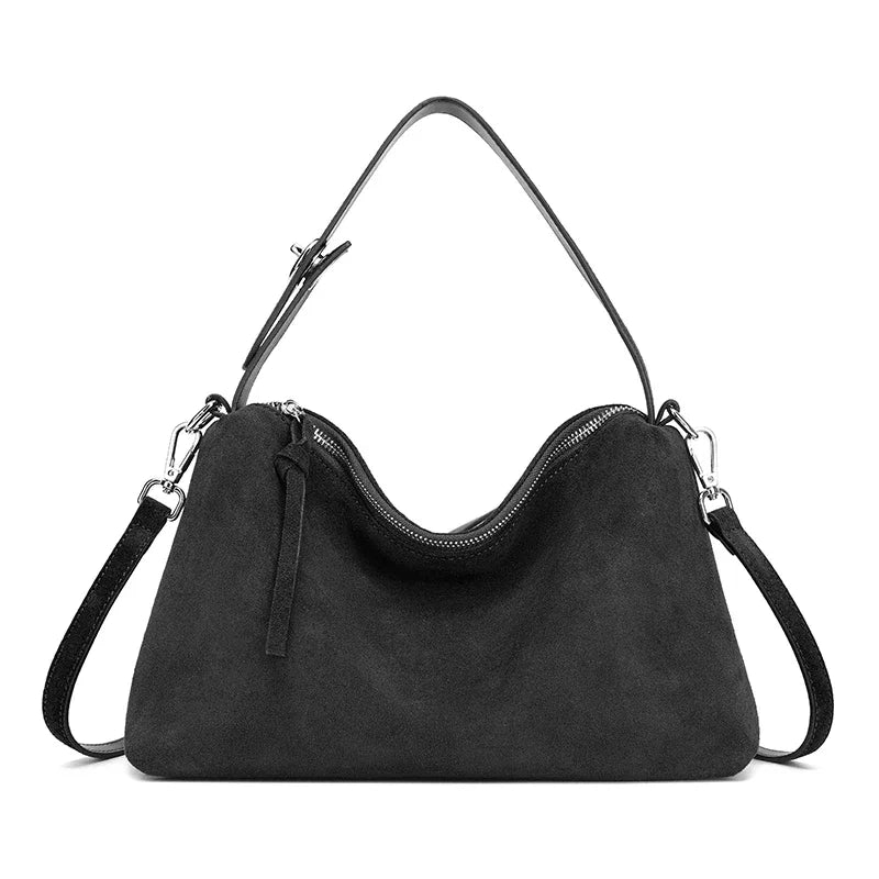 Frosted Cow Leather Shoulder Bag