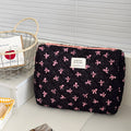 Fashion Women Cartoon Bow Strawberry Print Clutch Bag Portable Quilting Handbag Large Capacity Party Zipper Lady Bags Pouch