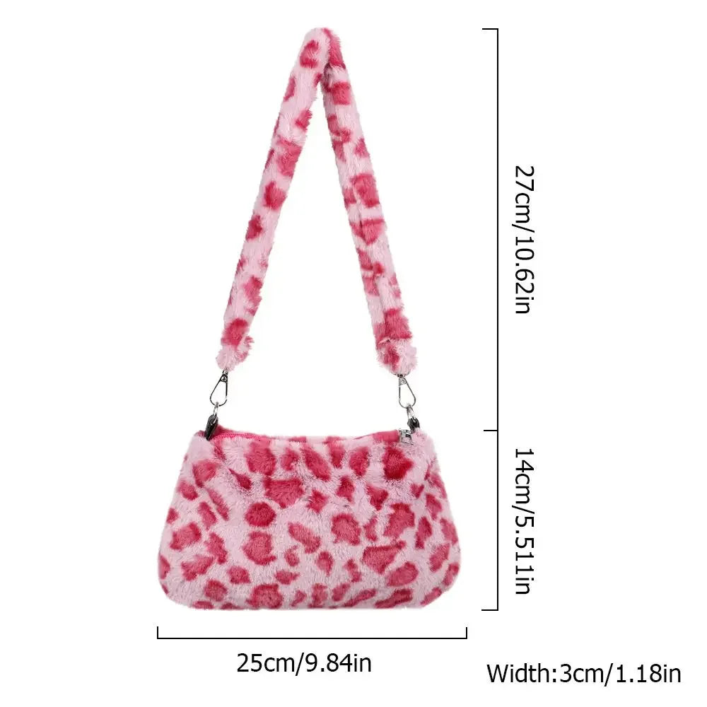 Leopard Plush Animal Print Messenger Bag