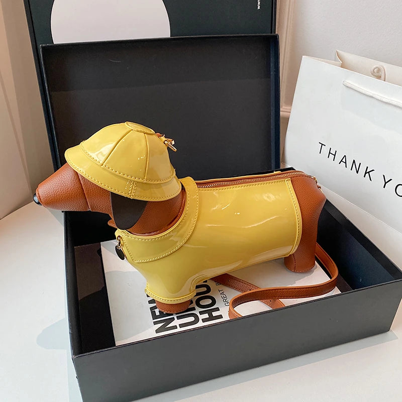 Dog in Coat & Hat PU Shoulder Bag