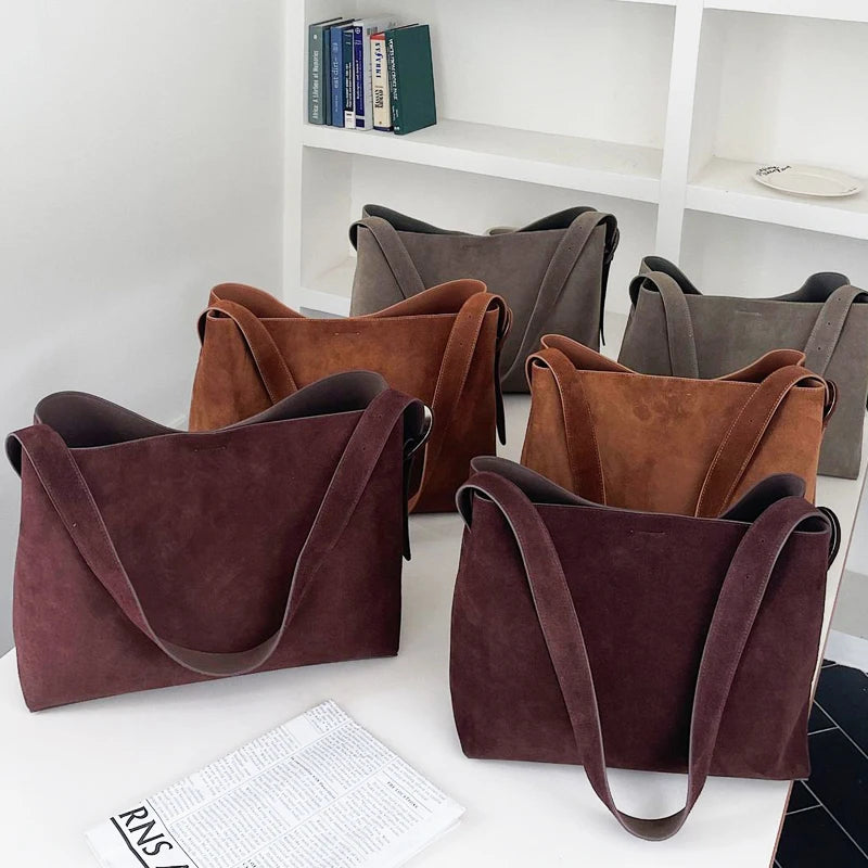 Leather Tote Bag with Buckle Strap