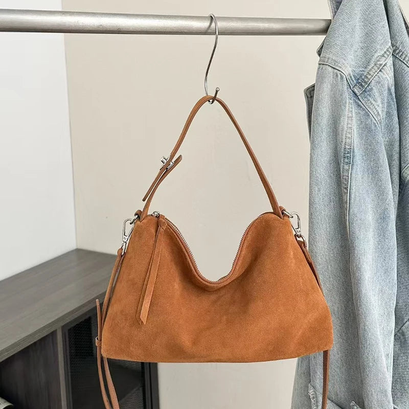 Frosted Cow Leather Shoulder Bag
