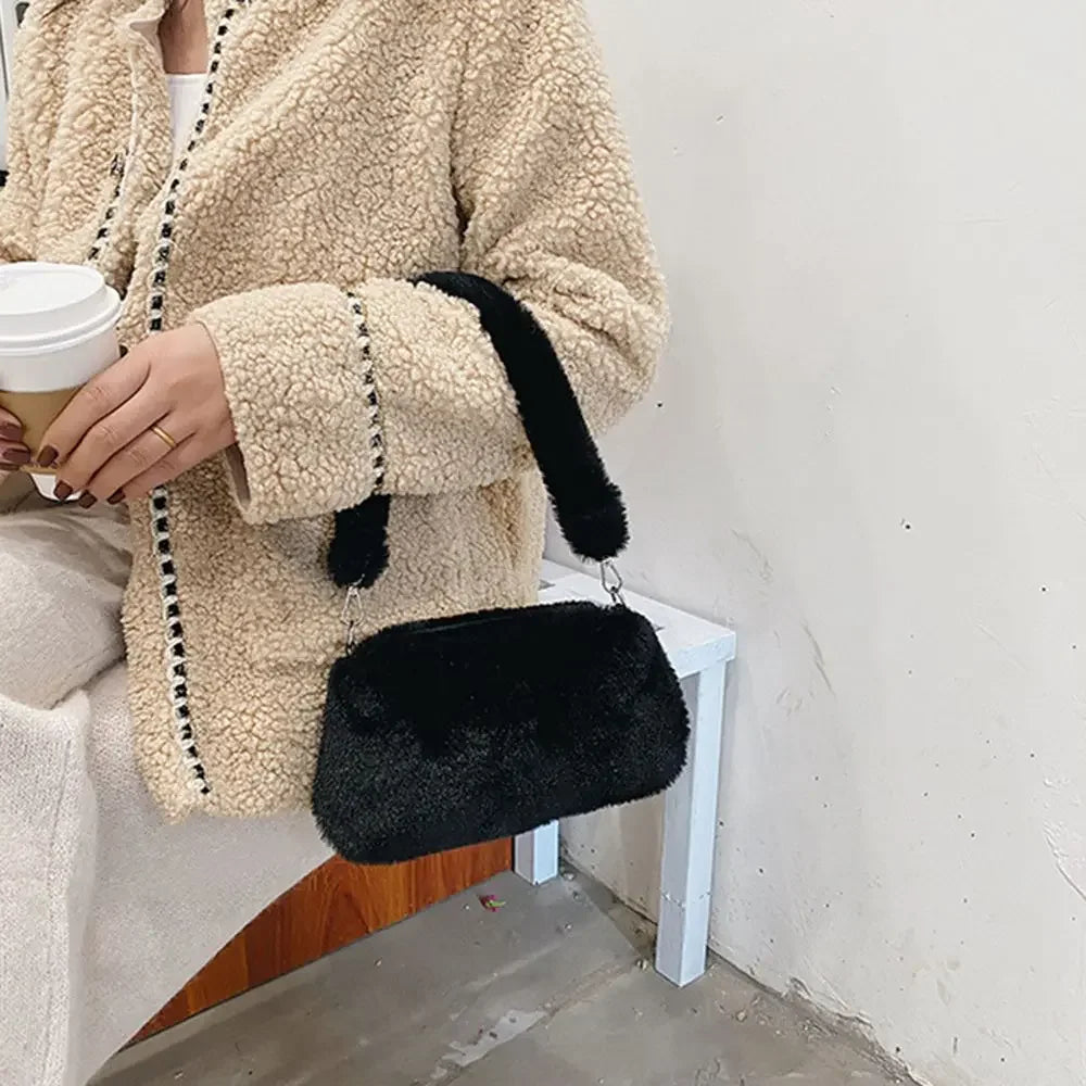 Leopard Plush Animal Print Messenger Bag